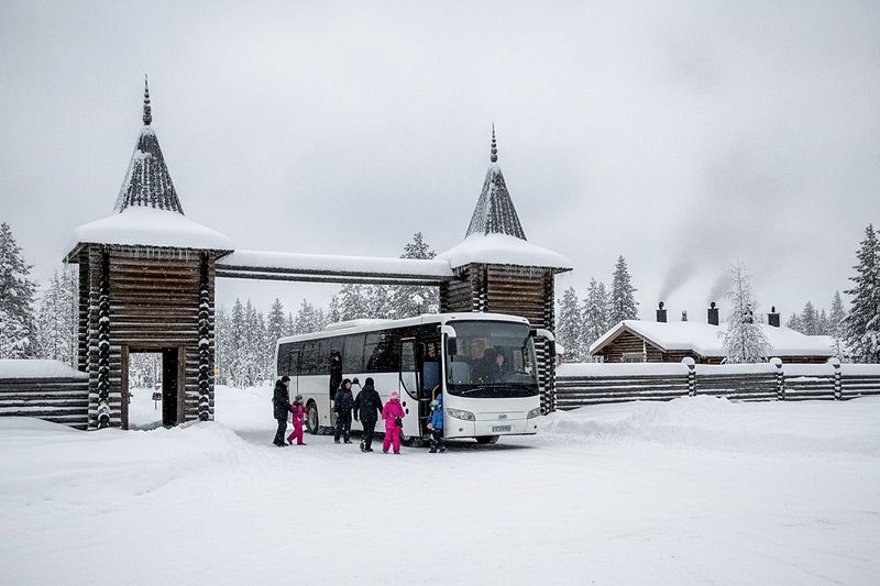 The express bus at the village gateway